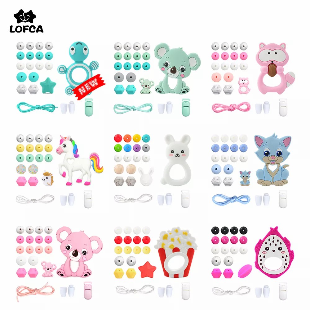 Baby Products Combo - LOFCA silikonowy gryzak zestaw koralików drewnianych